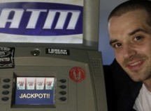 Jack was known for finding security holes in everyday objects. His 'jackpotting' demonstration caused ATM machines to spit out a cascade of money. (Photo courtesy of pauldotcom.com.)
