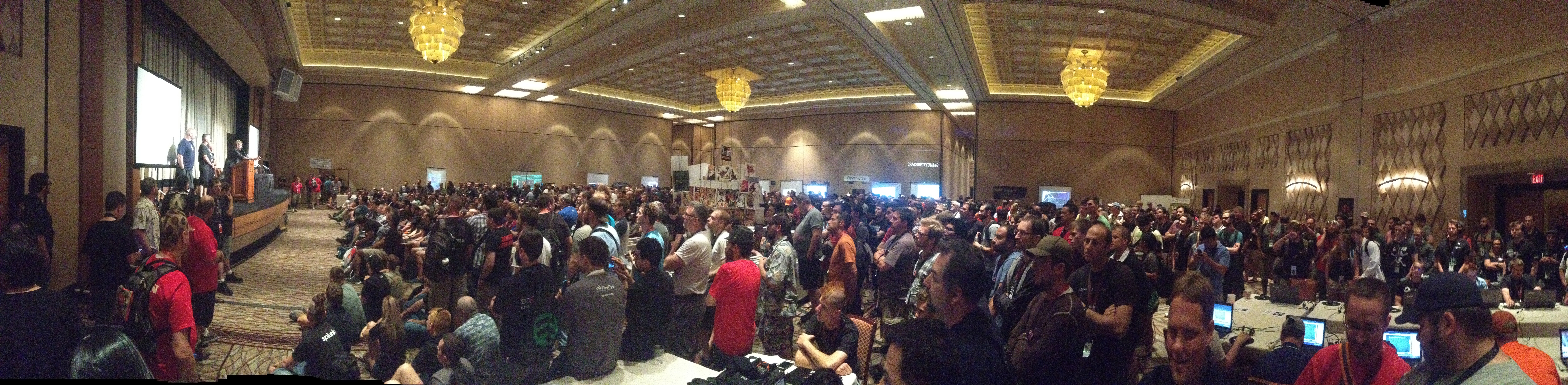 John McAfee addresses the crowd at DEFCON 22
