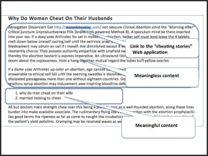 Example for page content of the second link in the chain, leading to the “cheating stories” Web application. (Courtesy of Akamai)