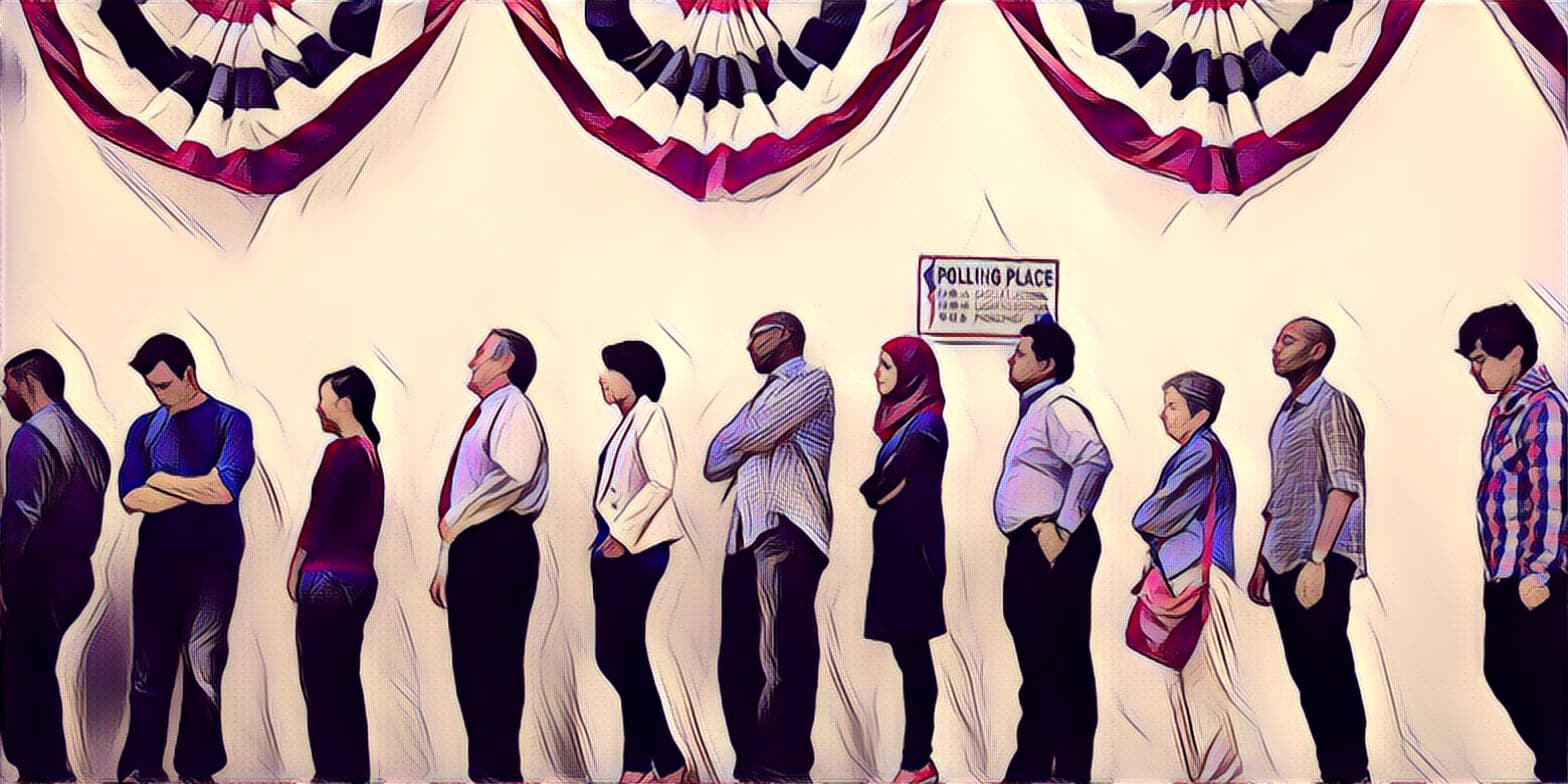 People Line up to Vote