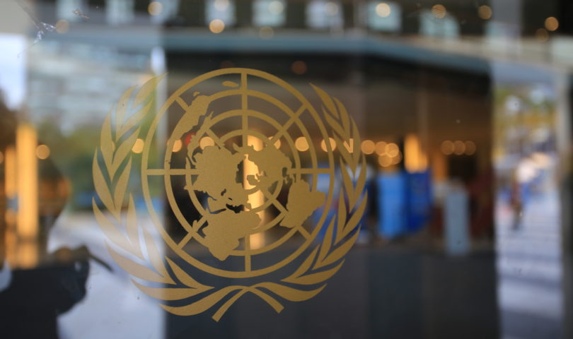 United Nations Logo on a Glass Door