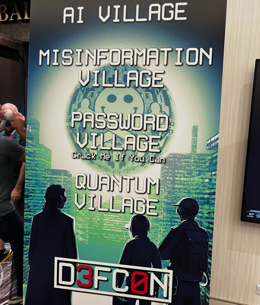 Sign highlighting DEF CON villages