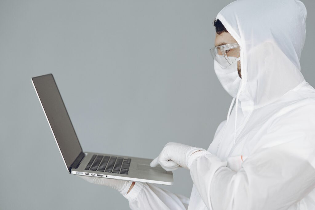 laptop with mask