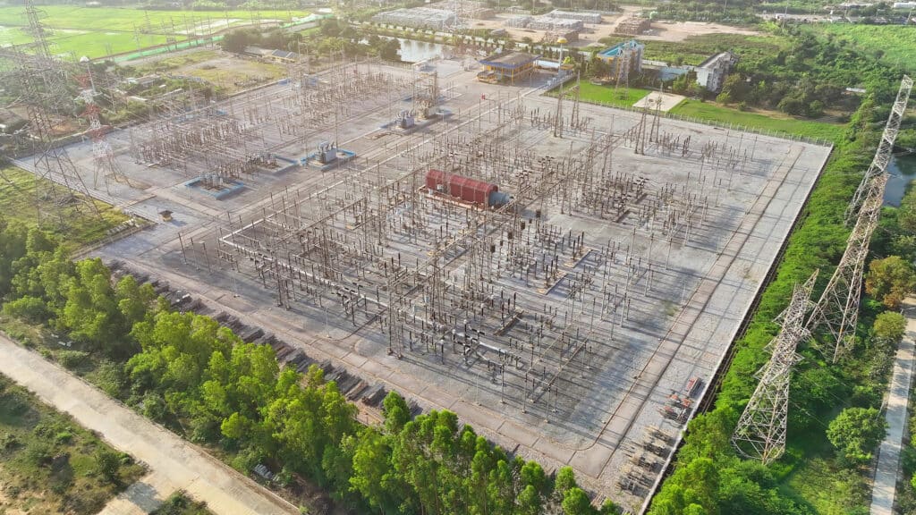 aerial view of a substation